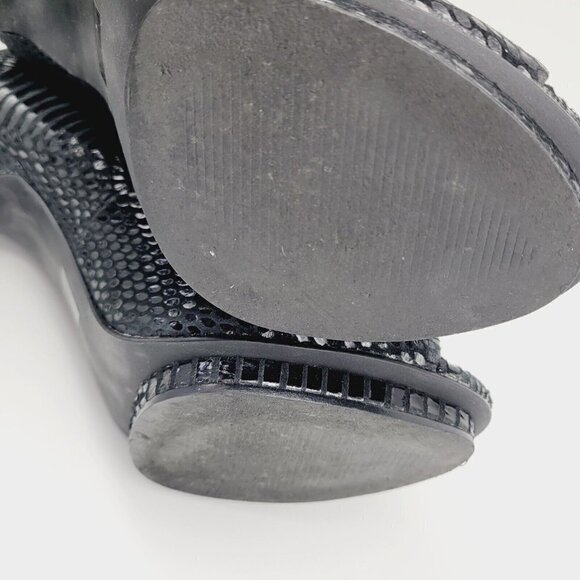 Michael by Michael Shannon Black Leather Peep Toe 4" Heels Snakeskin Texture 7.5 - Picture 6 of 13